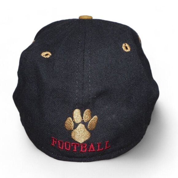 New Era Vintage 90s "O" Black / Gold / Red Fitted Hat Made in USA 7 - Picture 3 of 8